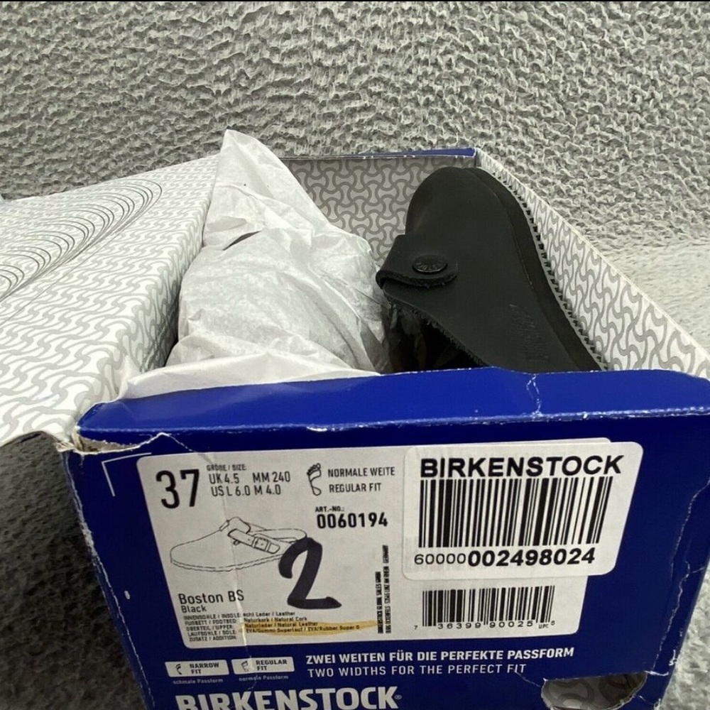 Birkenstock Black Leather Boston Clogs